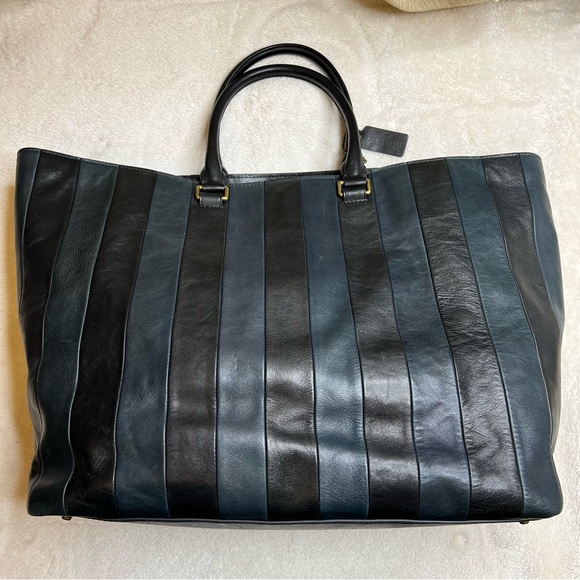 Limited Edition Coach Bleecker in Bar Stripe (Navy/Black) Leather F71213 - Picture 2 of 11